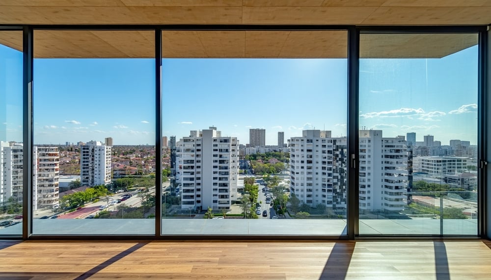 Vista de un desarrollo inmobiliario moderno en la Ciudad de México